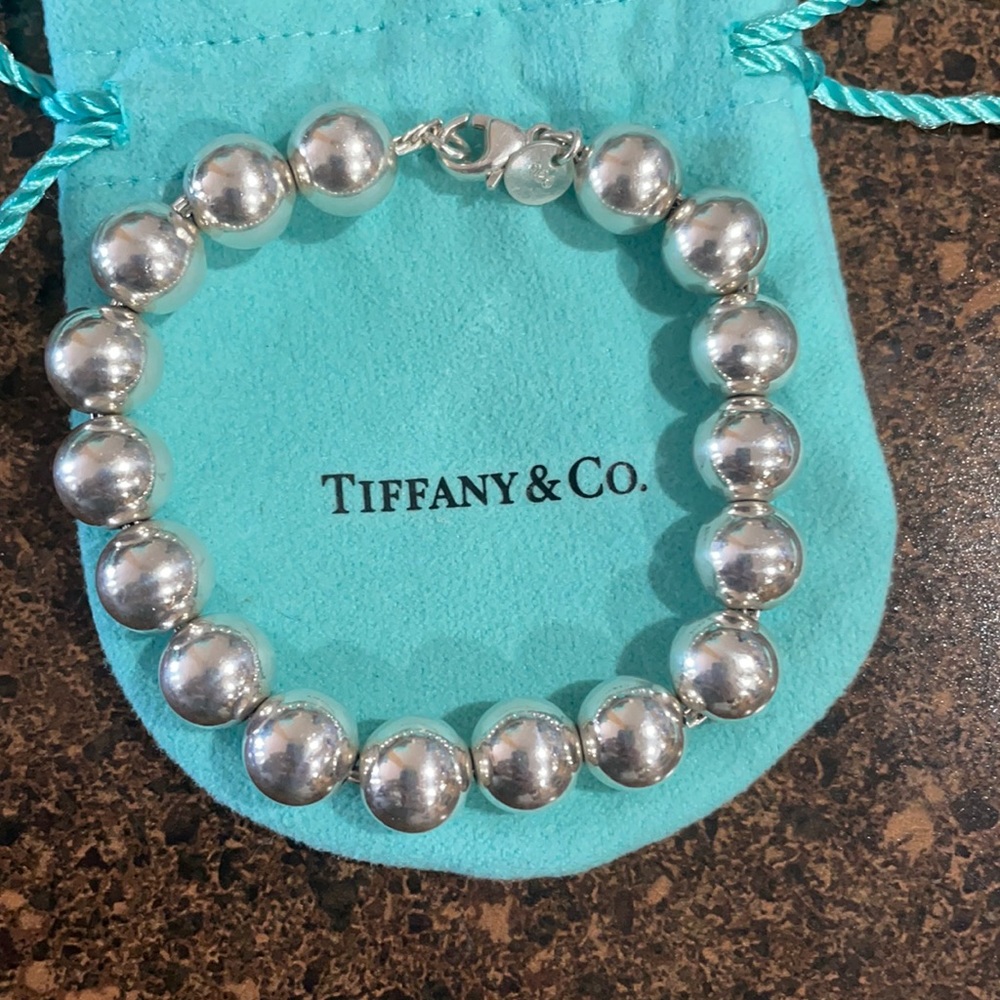 Tiffany & Co. 10mm bead ball bracelet 7.5”